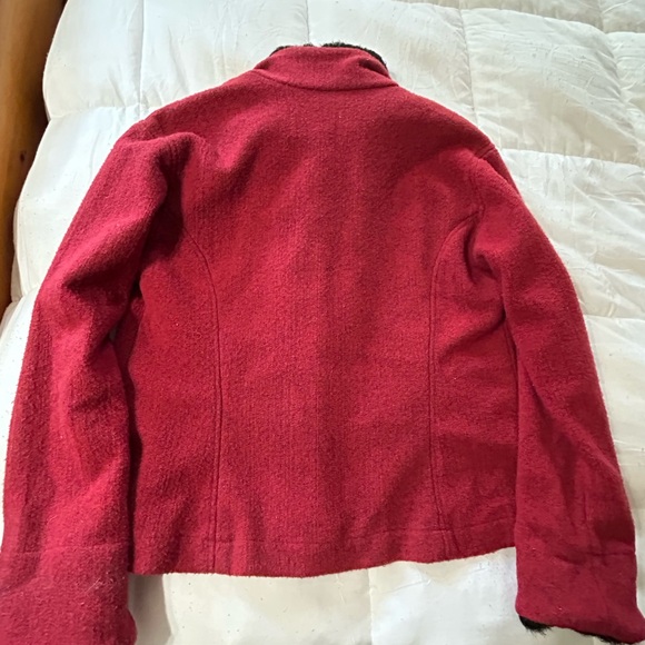 Tasha Polizzi Red Button Front Jacket Coat Faux Fur Mexico Vintage - Picture 7 of 7